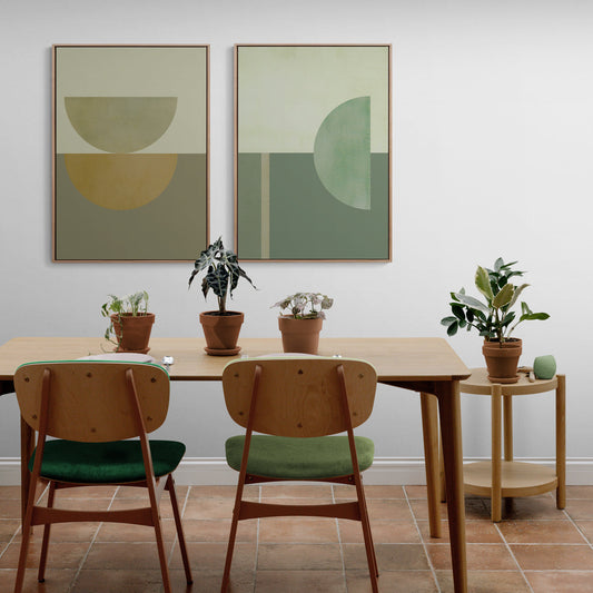 'Echo' - Native Greens A2 Framed Canvas