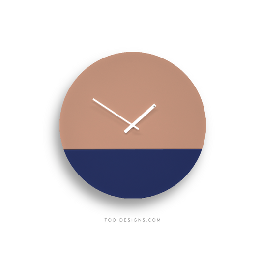 TOO TONE WALL CLOCK: Salmon Pink & Cobalt Blue - TOO DESIGNS