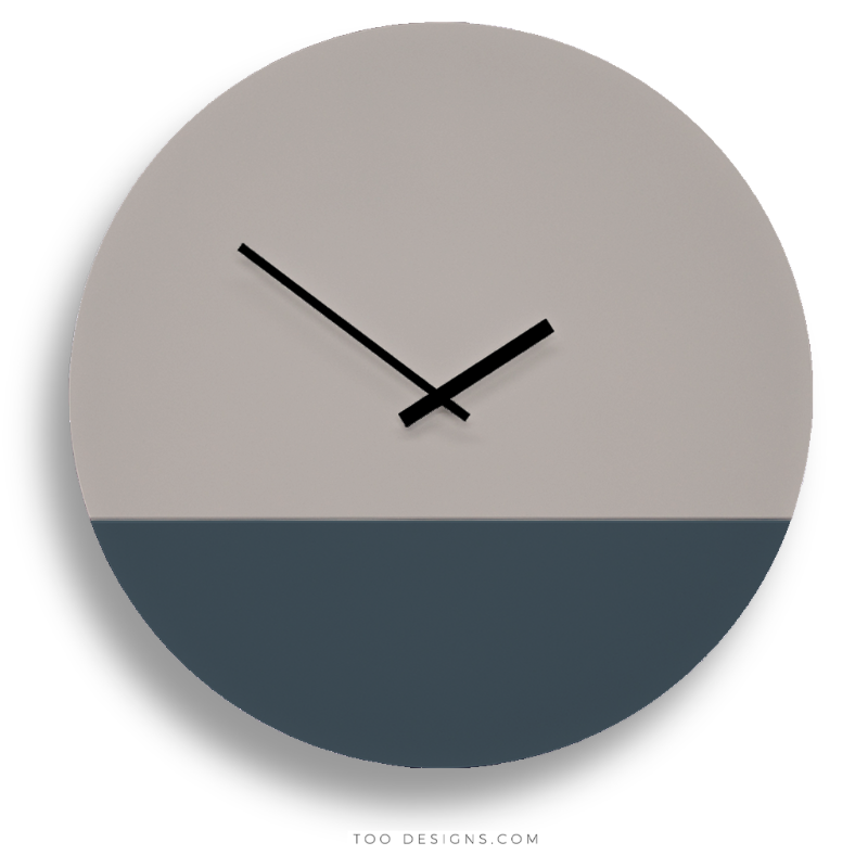 TOO TONE WALL CLOCK: Stone Grey & Slate blue - TOO DESIGNS