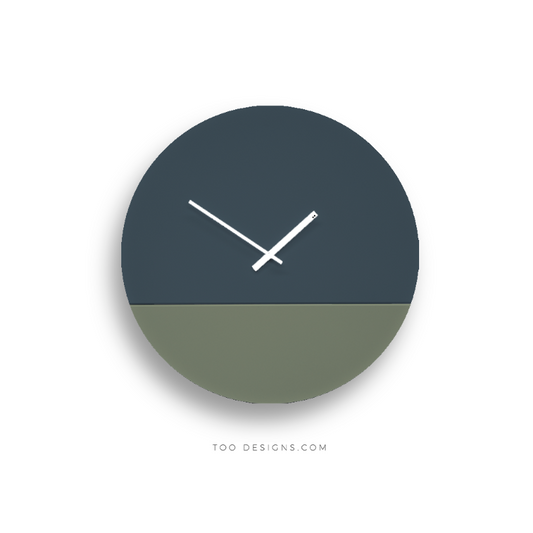 TOO TONE WALL CLOCK: Slate Blue & Eucalyptus Green - TOO DESIGNS