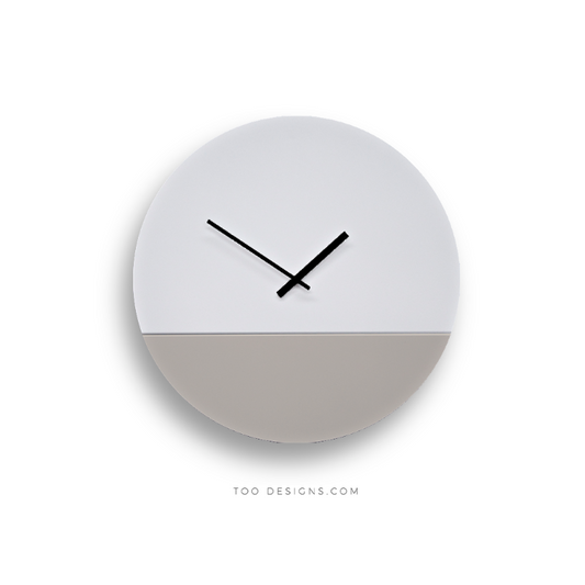 TOO TONE WALL CLOCK: White & Stone Grey - TOO DESIGNS