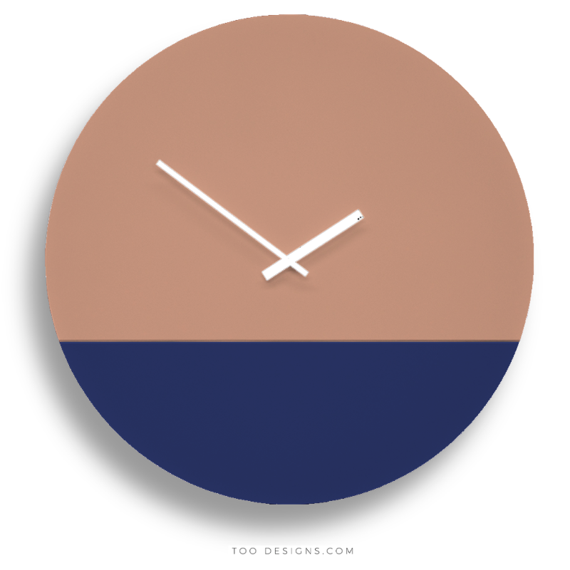 TOO TONE WALL CLOCK: Salmon Pink & Cobalt Blue - TOO DESIGNS