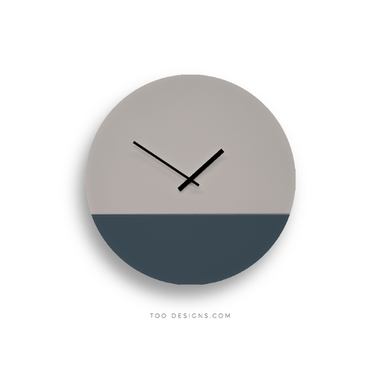 TOO TONE WALL CLOCK: Stone Grey & Slate blue - TOO DESIGNS
