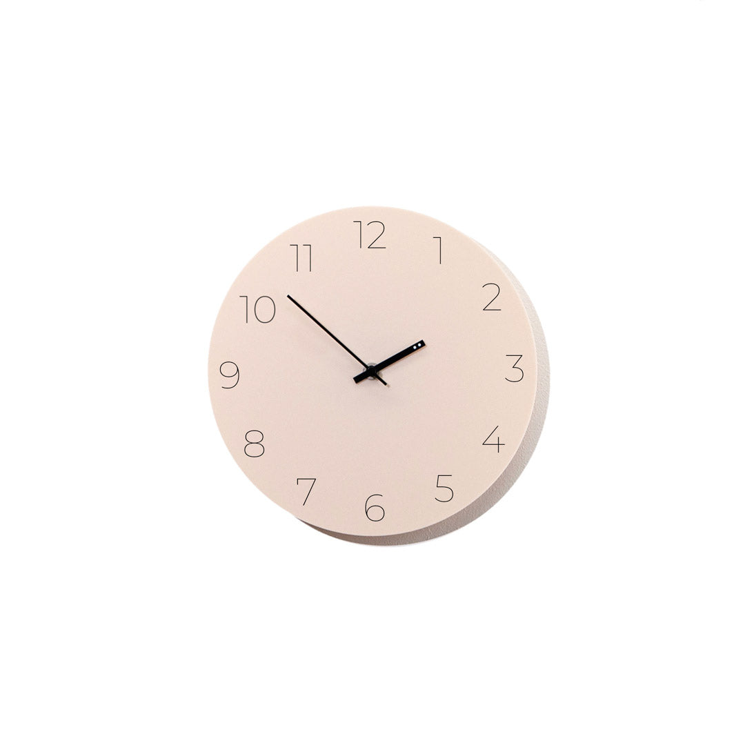 Minimal clock - Almond Cream with Numbers