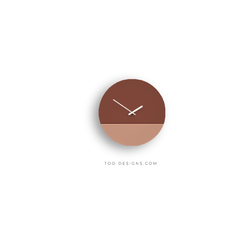 TOO TONE WALL CLOCK: Salmon Pink & Oxide Red - TOO DESIGNS