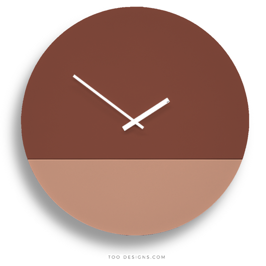 TOO TONE WALL CLOCK: Salmon Pink & Oxide Red - TOO DESIGNS
