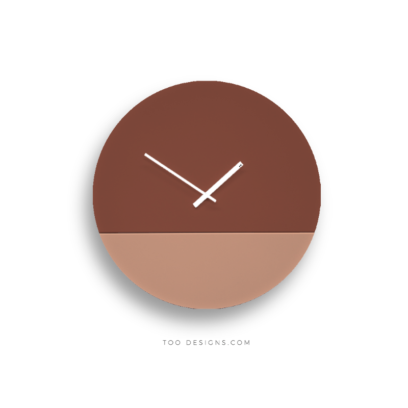 TOO TONE WALL CLOCK: Salmon Pink & Oxide Red - TOO DESIGNS