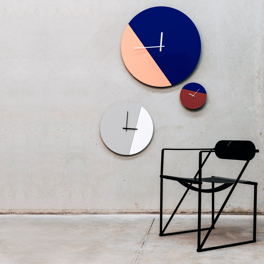 Two tone modern wall clock by Too designs - Available in standard, large and extra large sizes